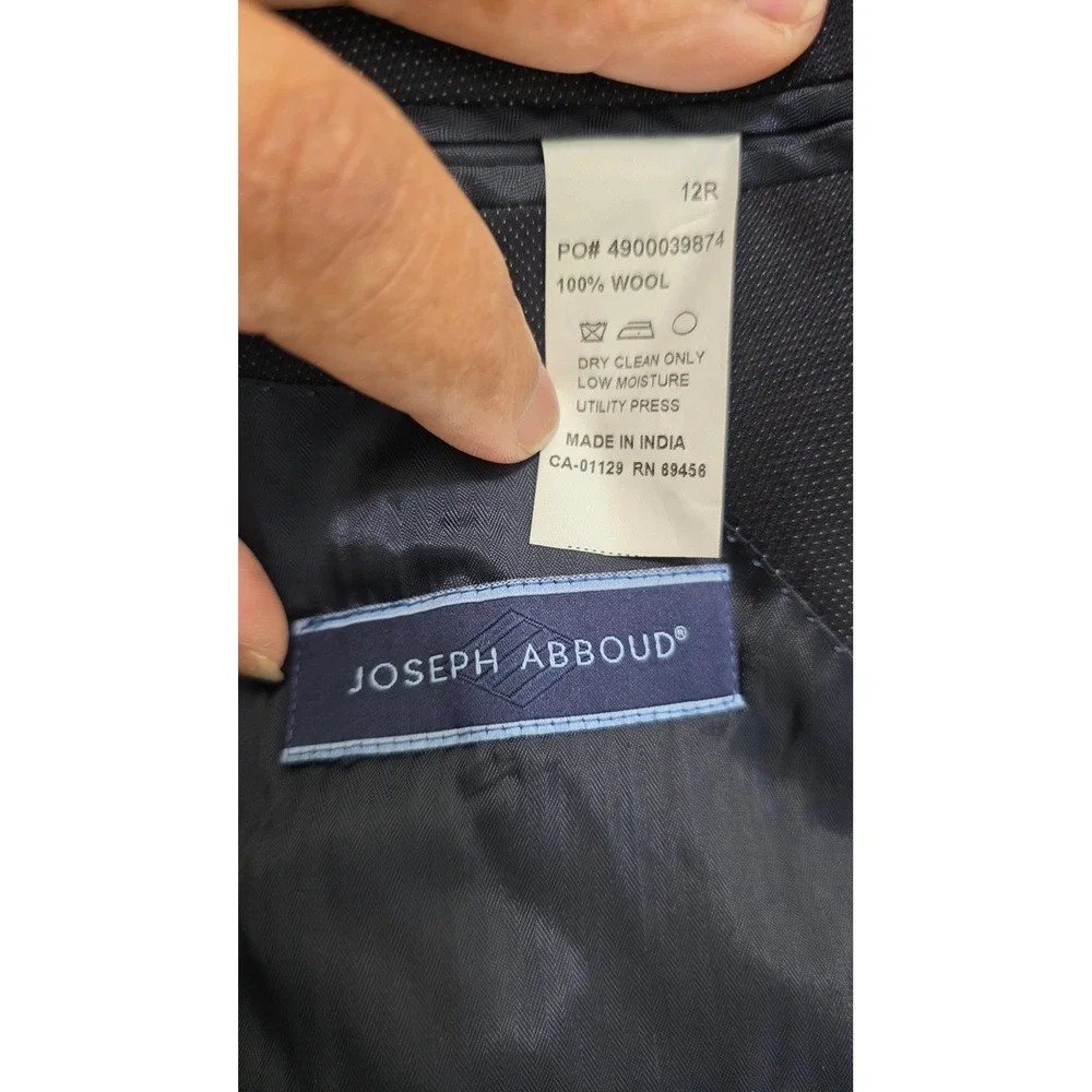 Joseph Abboud Blazer Boys 12R Navy Blue 100% Wool 2-Button Suit‎ Jacket Formal